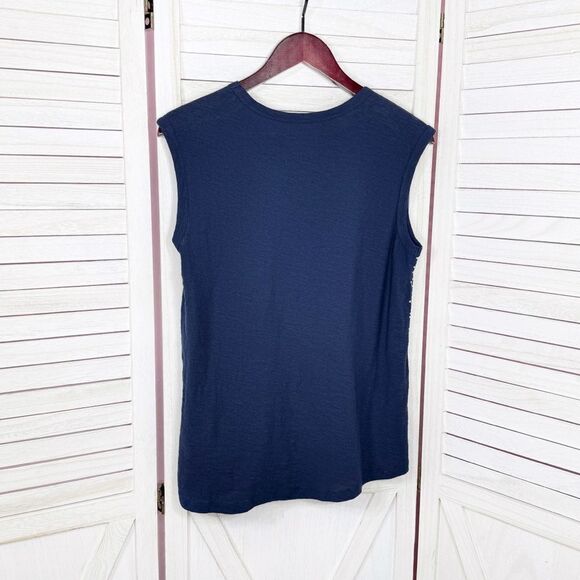 Gap Metallic Print Sleeveless Muscle T Shirt Blue Silver XS Tank Top - Picture 8 of 12
